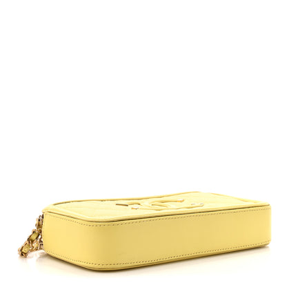Chanel Caviar Quilted CC Filigree Clutch With Chain Yellow 4 of 17