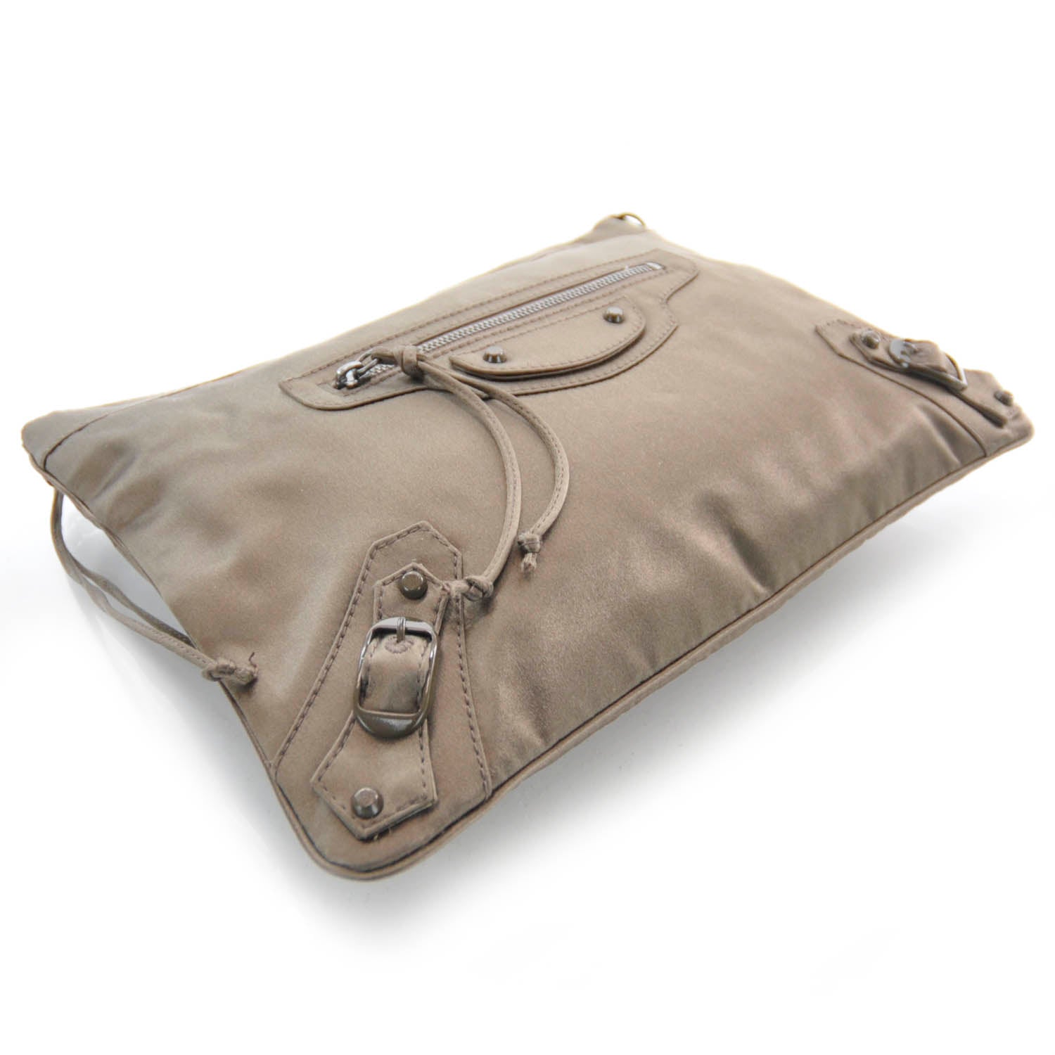 Balenciaga Satin Flat Chain Clutch Brown 3 of 7