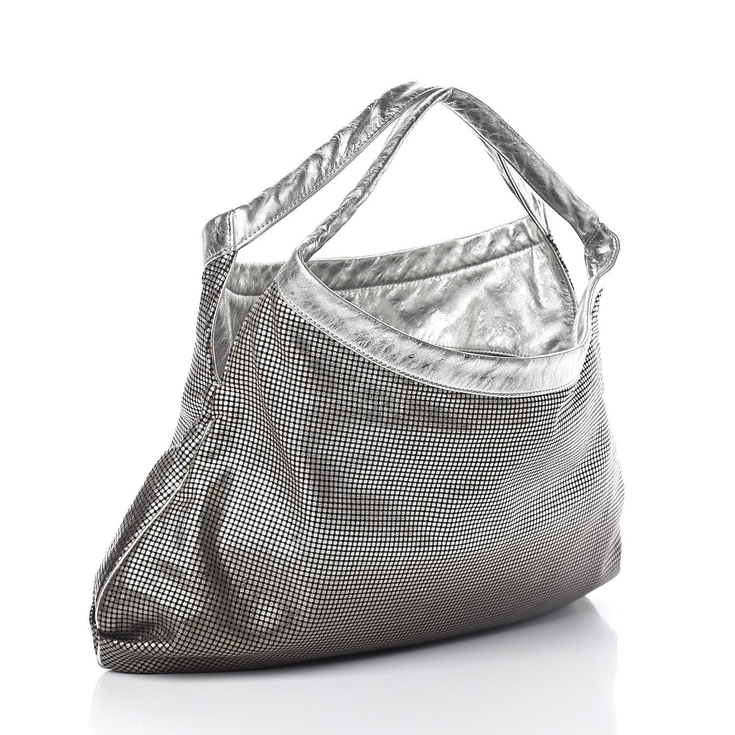 Metallic Perforated Lambskin Hollywood Hobo Silver