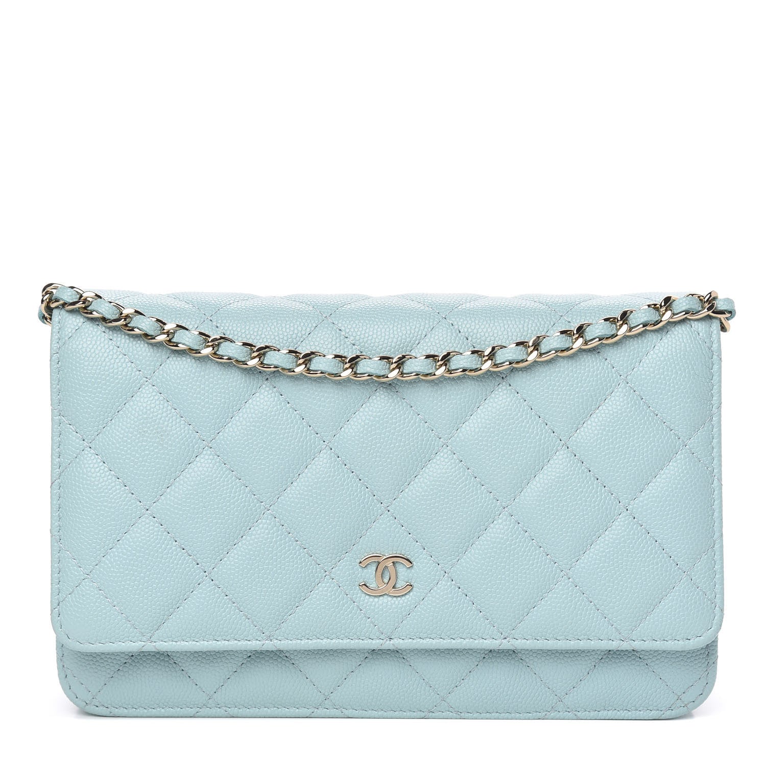Chanel Caviar Quilted Wallet On Chain WOC Light Blue 1 of 10