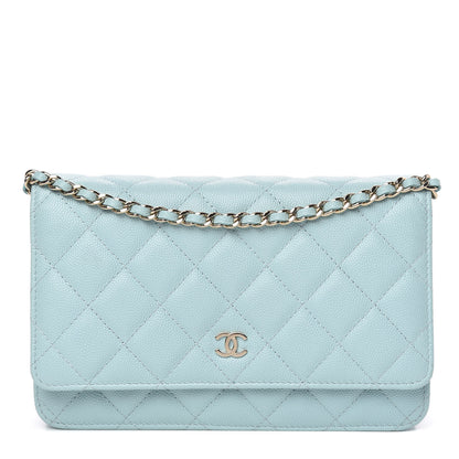 Chanel Caviar Quilted Wallet On Chain WOC Light Blue 1 of 10