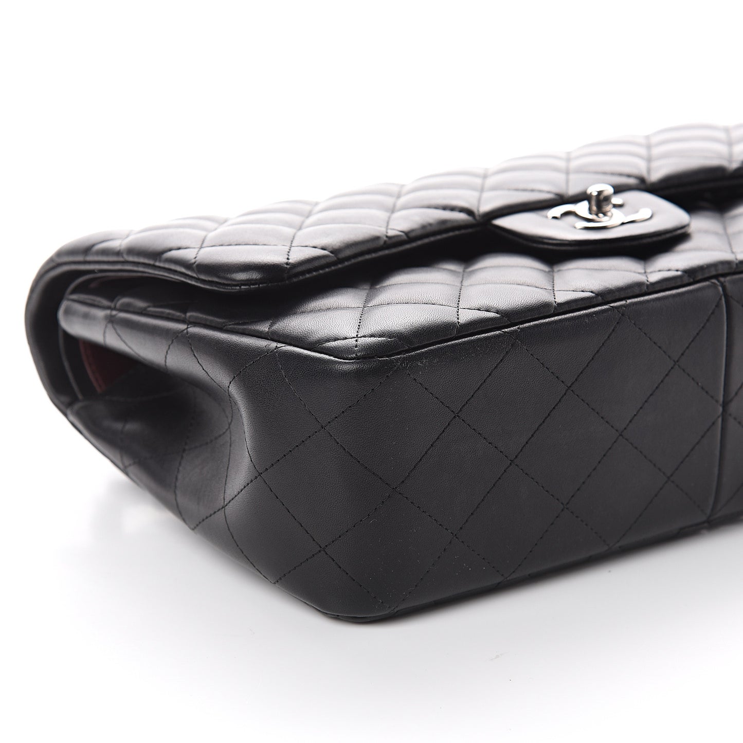 Lambskin Quilted Jumbo Double Flap Black
