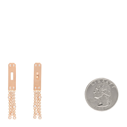 Hermes 18K Rose Gold Diamond Kelly Gavroche Earrings 2 of 5
