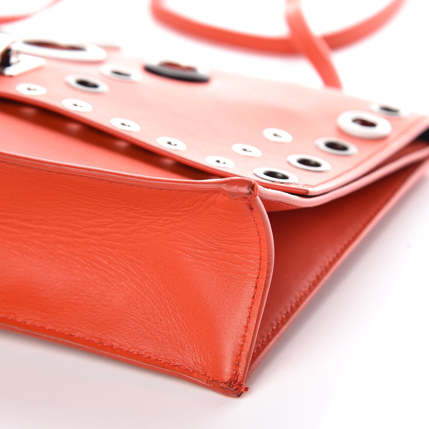 Smooth Calfskin Grommet Small Lunch Bag Orange
