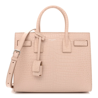 Saint Laurent Calfskin Crocodile Embossed Baby Sac De Jour Rose Antic 1 of 10