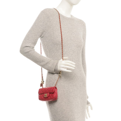 Chanel Lambskin Quilted Extra Mini Flap Heart Valentine Charms Red 2 of 9
