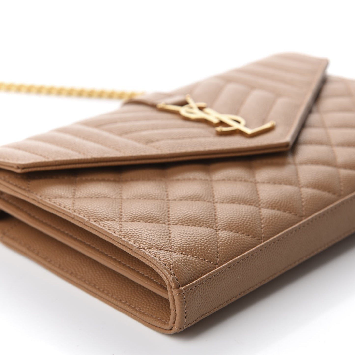 Grain De Poudre Mixed Matelasse Triquilt Monogram Chain Wallet Dune