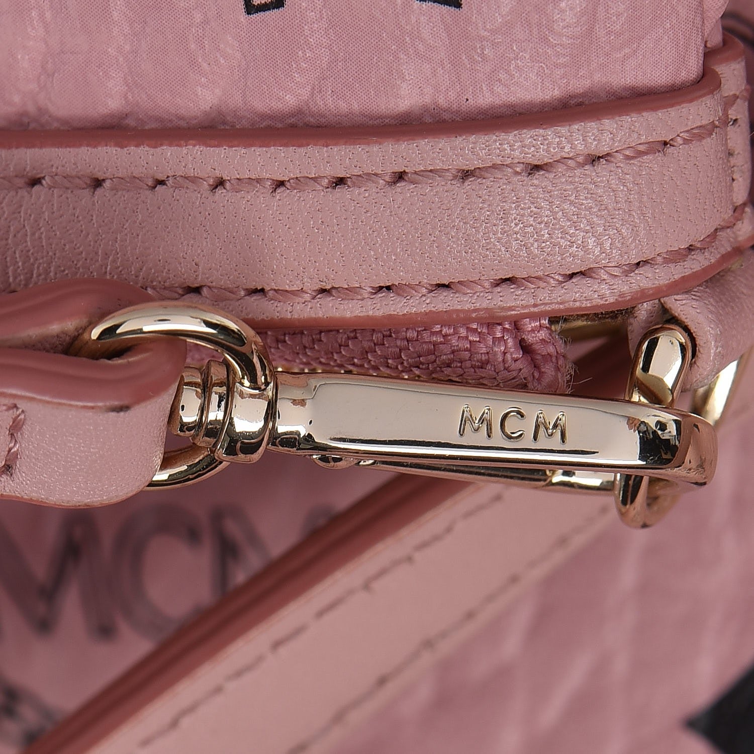 MCM Visetos Medium Anya Zip Top Shopper Tote Pink 12 of 14