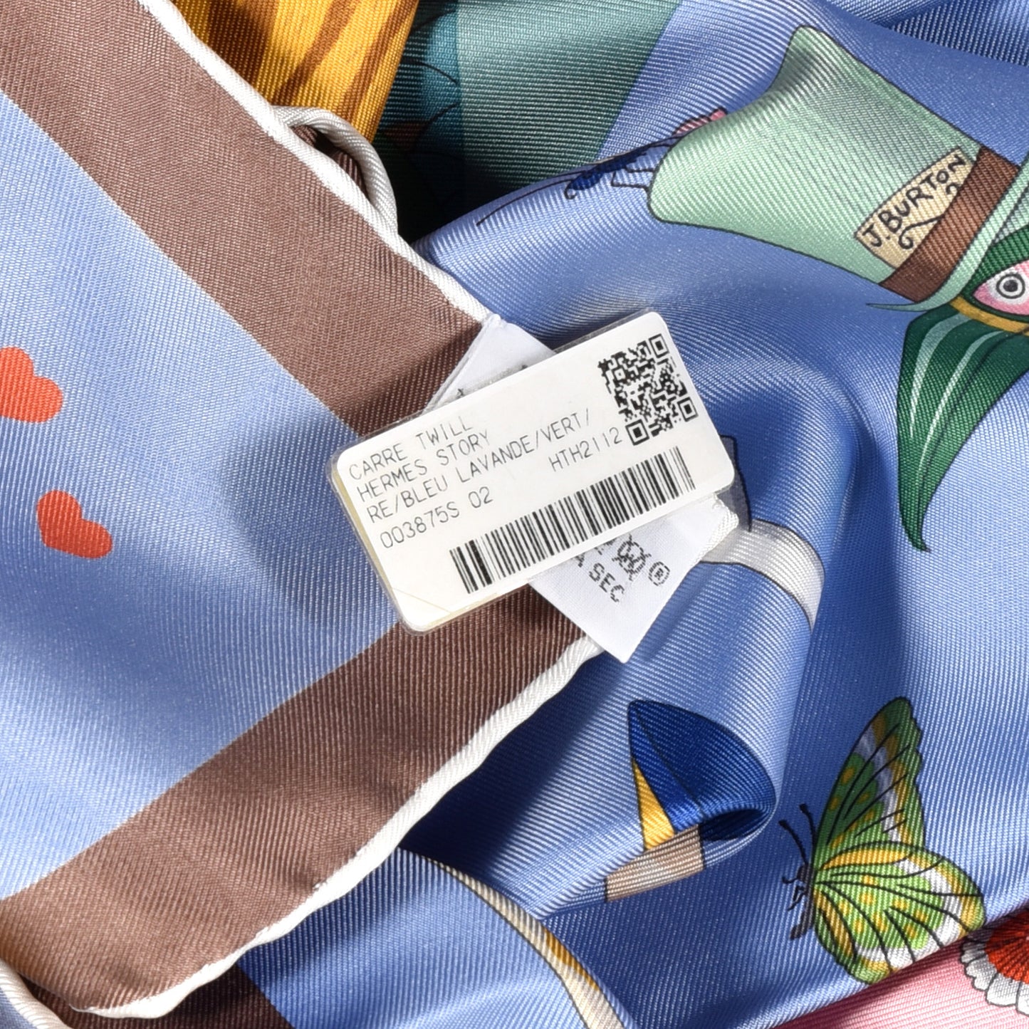 Silk Story Scarf 90 Bleu Lavande Vert