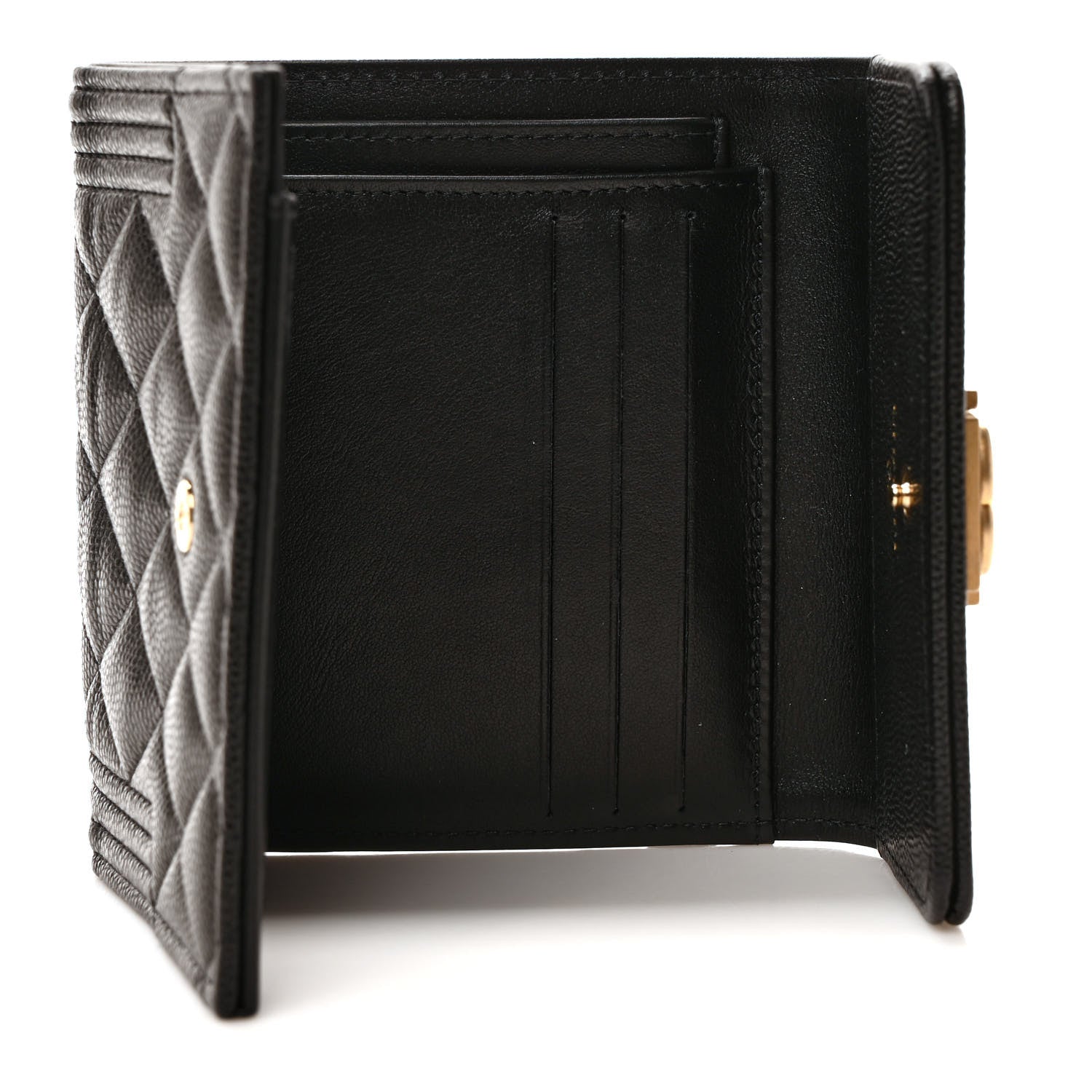 Chanel Caviar Quilted Compact Boy Wallet Black 5 of 6