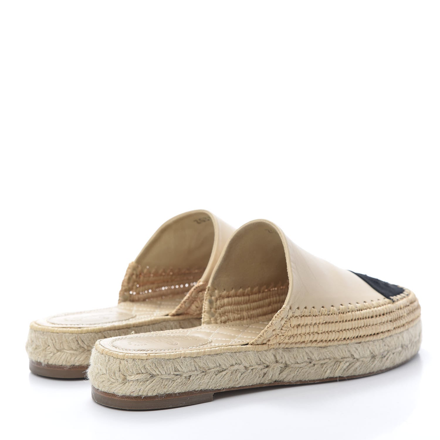 Chanel Lambskin Grosgrain CC Espadrille Mules 39 Beige Black 4 of 9