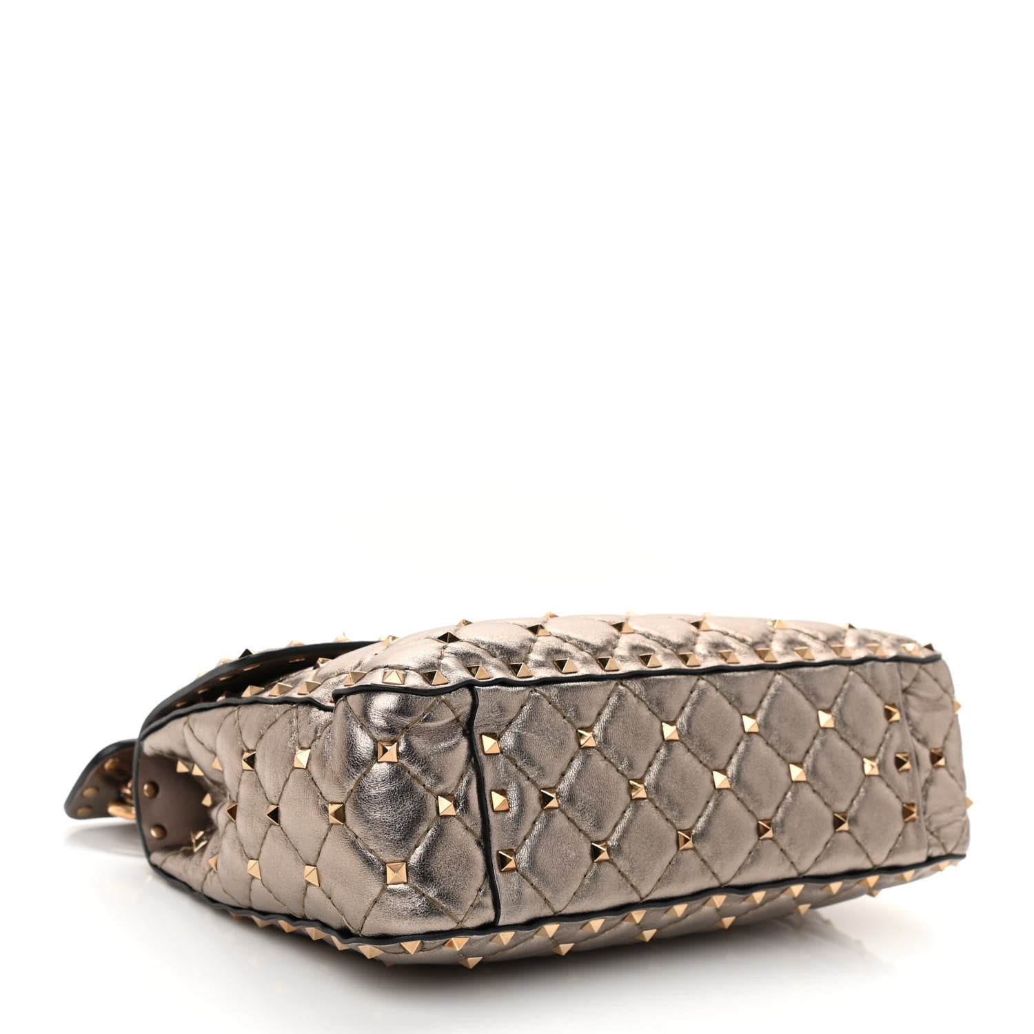 Valentino Garavani Metallic Lambskin Medium Rockstud Spike Shoulder Bag Sasso 4 of 7