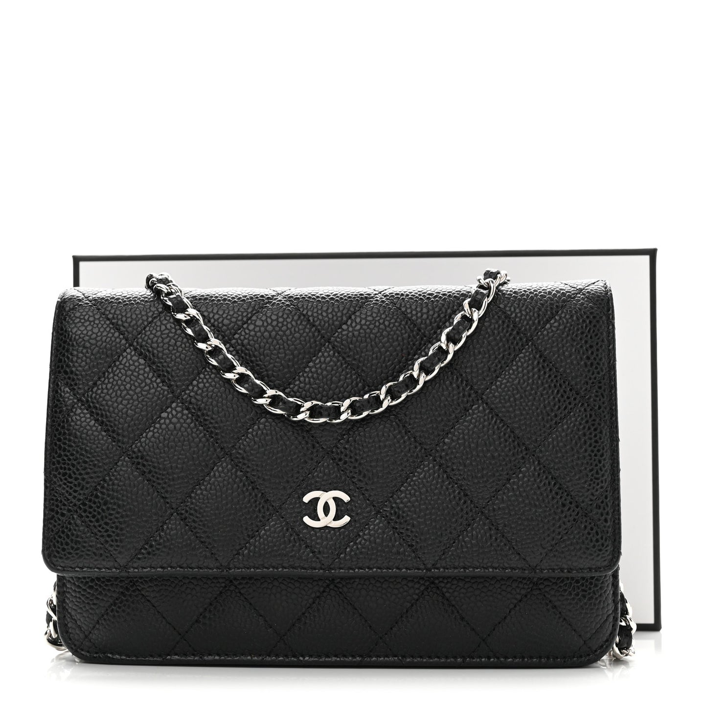 Caviar Quilted Wallet on Chain WOC Black
