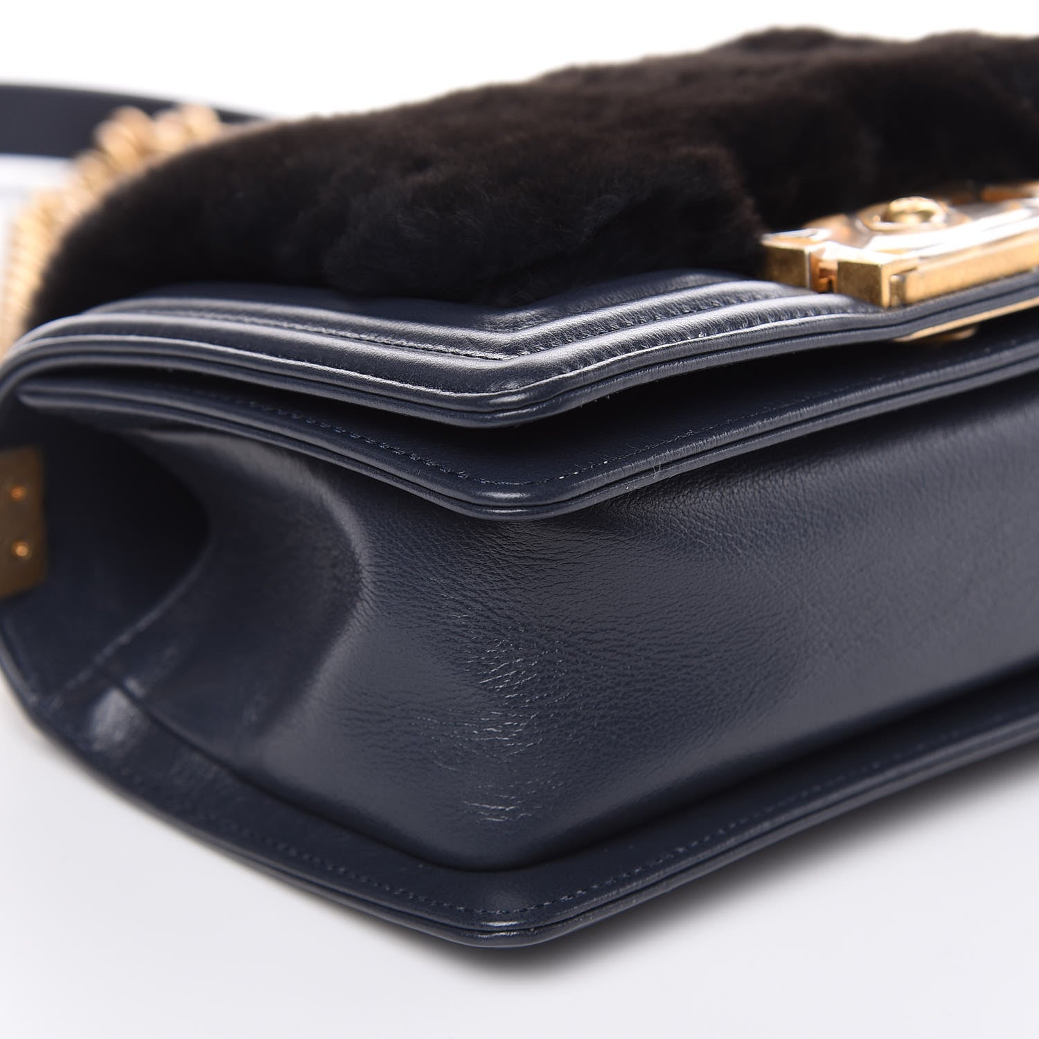 Chanel Orylag Rabbit Fur Calfskin Small Boy Flap Navy 8 of 9