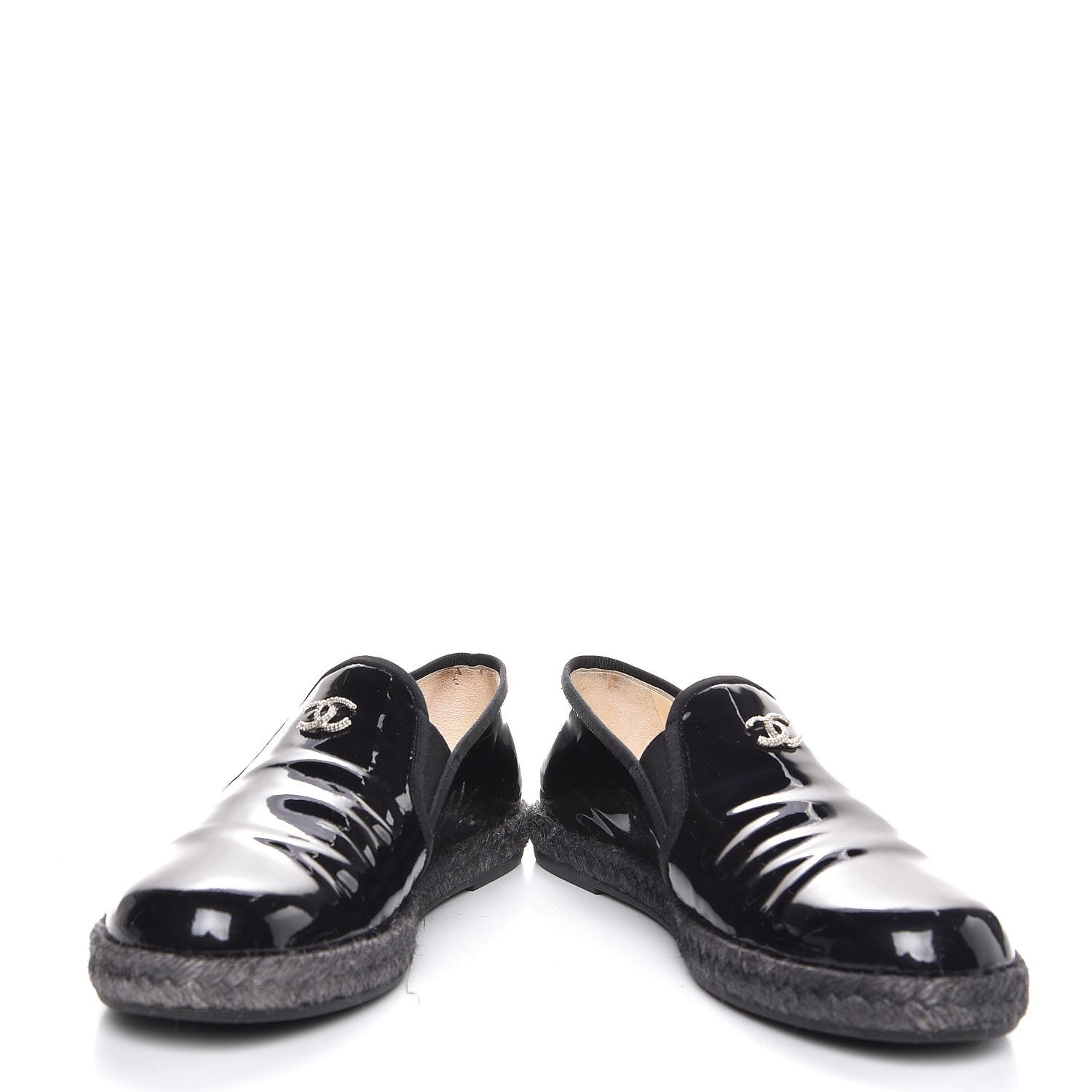 Chanel Patent Calfskin CC Mocassin Loafer Espadrilles 37 Black 5 of 10