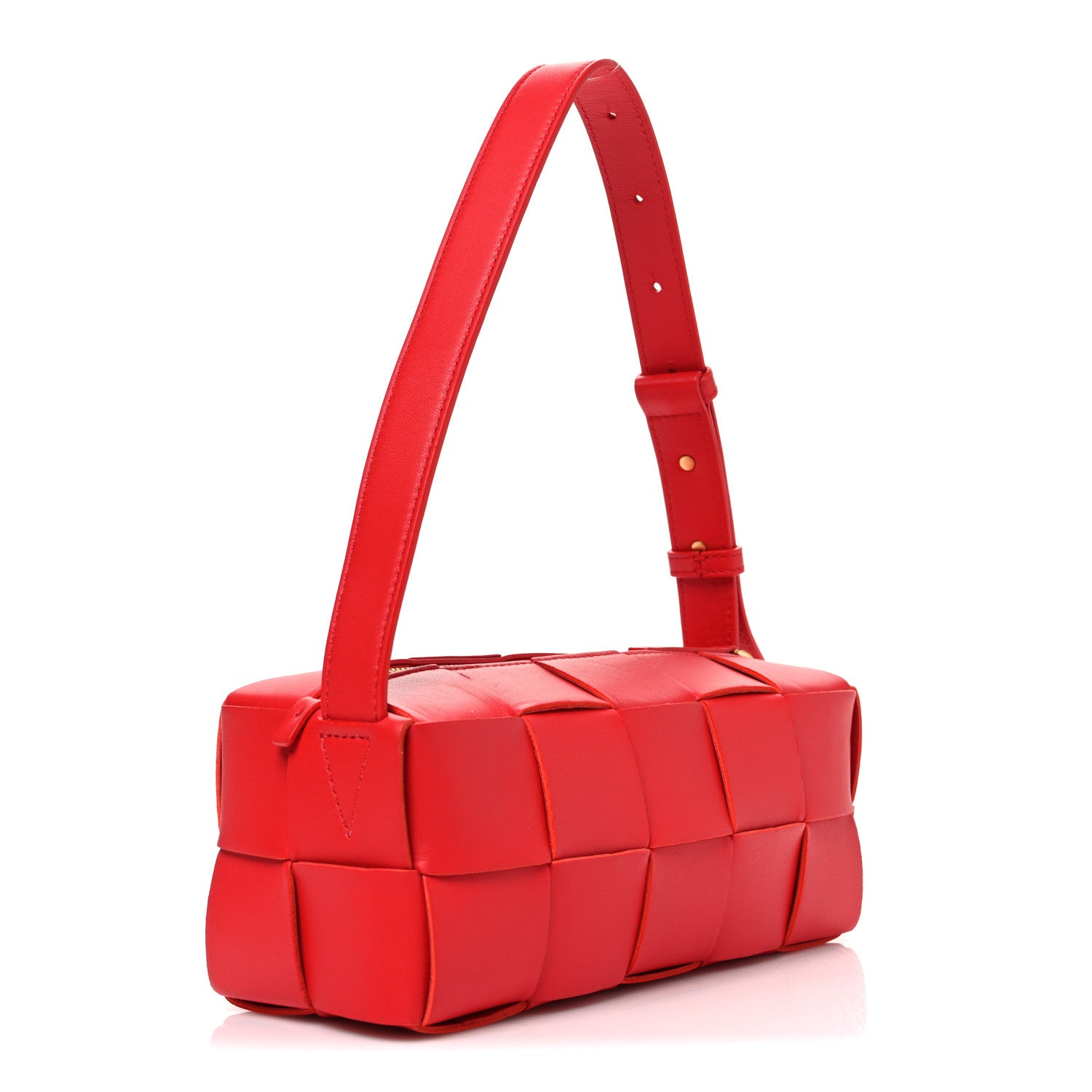 Bottega Veneta Lambskin Maxi Intrecciato Small Brick Cassette Bag Redstone 3 of 11