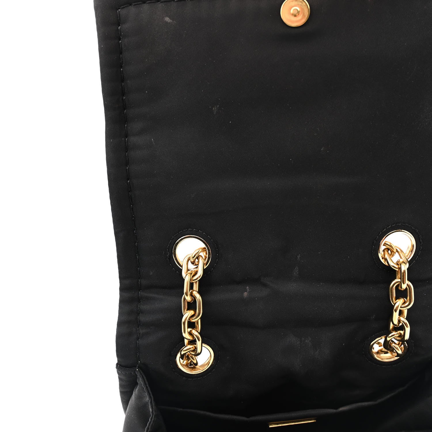 Prada Tessuto Nylon Crystal Chain Flap Shoulder Bag Black 11 of 12