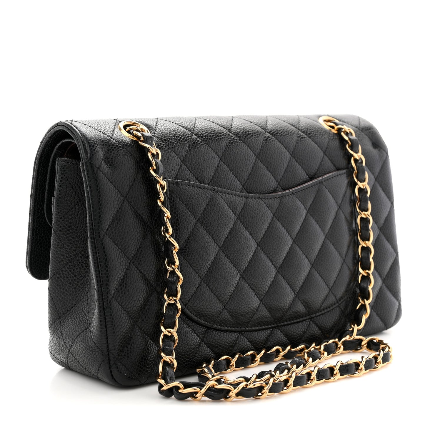 Caviar Quilted Medium Double Flap Black