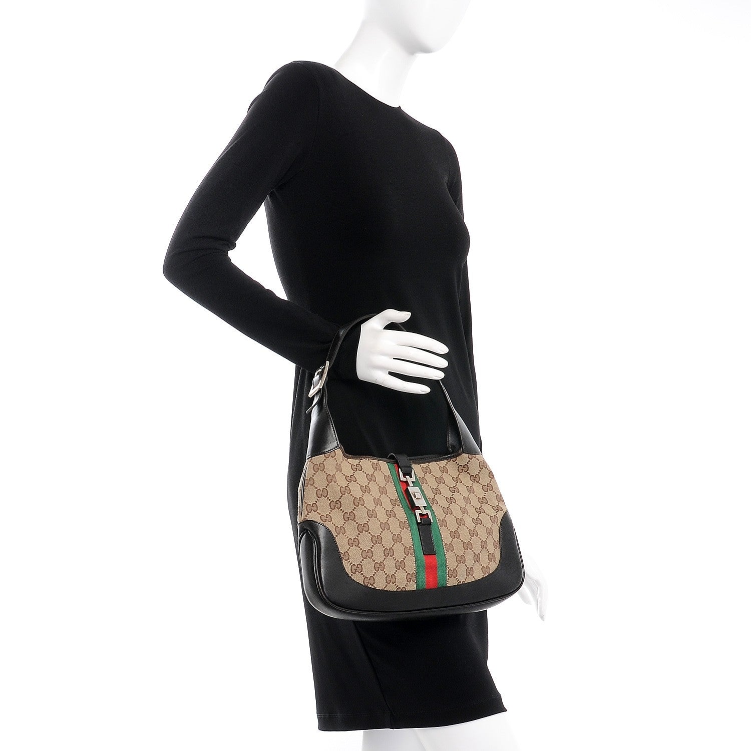 Gucci Monogram Web Jackie O Hobo Dark Brown 2 of 12