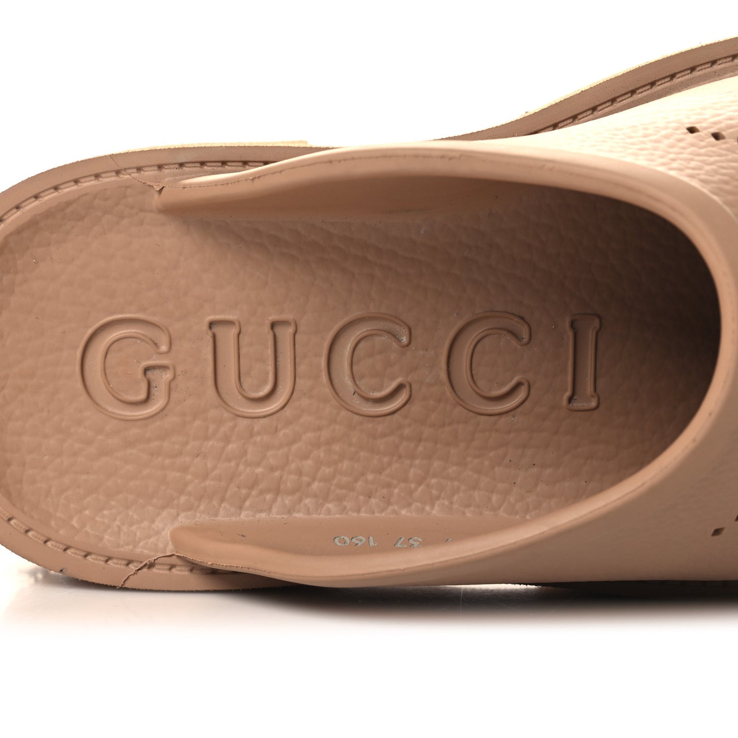 Rubber GG Monogram Perforated Elea Platform 55mm Lug Sole Sandals 37 Vintage Camel