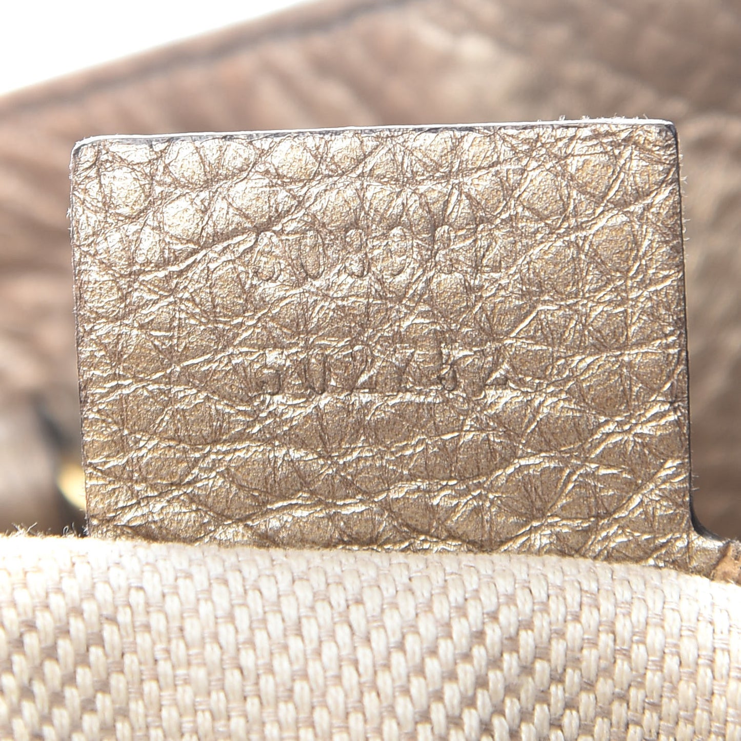 Metallic Pebbled Calfskin Medium Soho Chain Shoulder Bag Golden Beige
