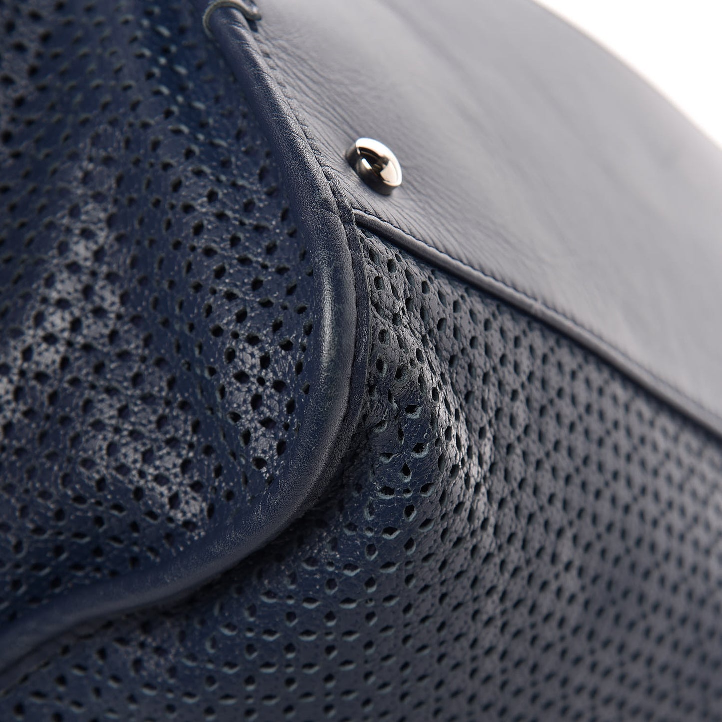 Calfskin Perforated Up In The Air Tote Dark Blue