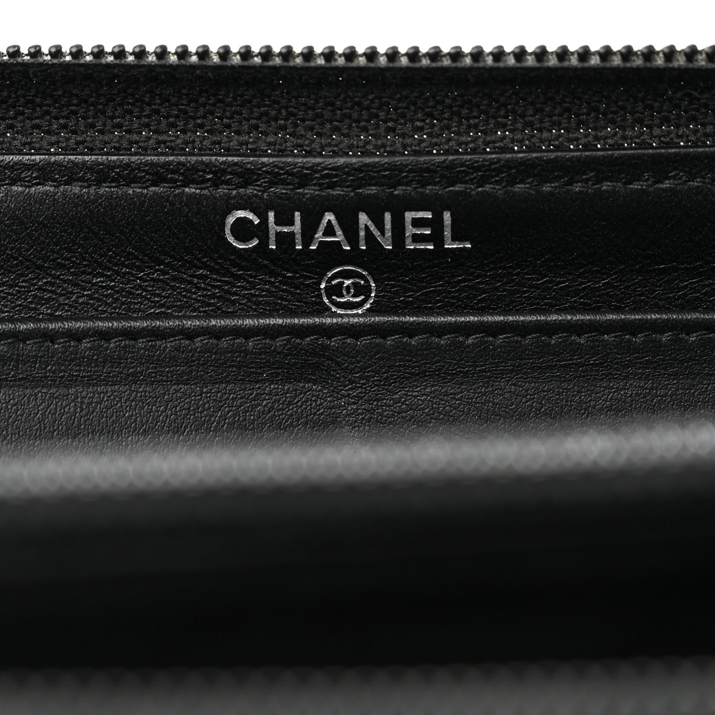 Caviar Chevron Quilted Zip Around Boy Wallet Black