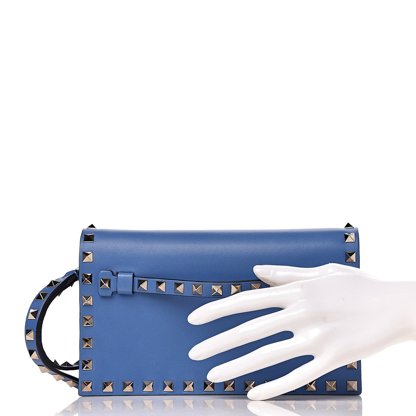 Nappa Small Rockstud Wristlet Clutch Light Sapphire