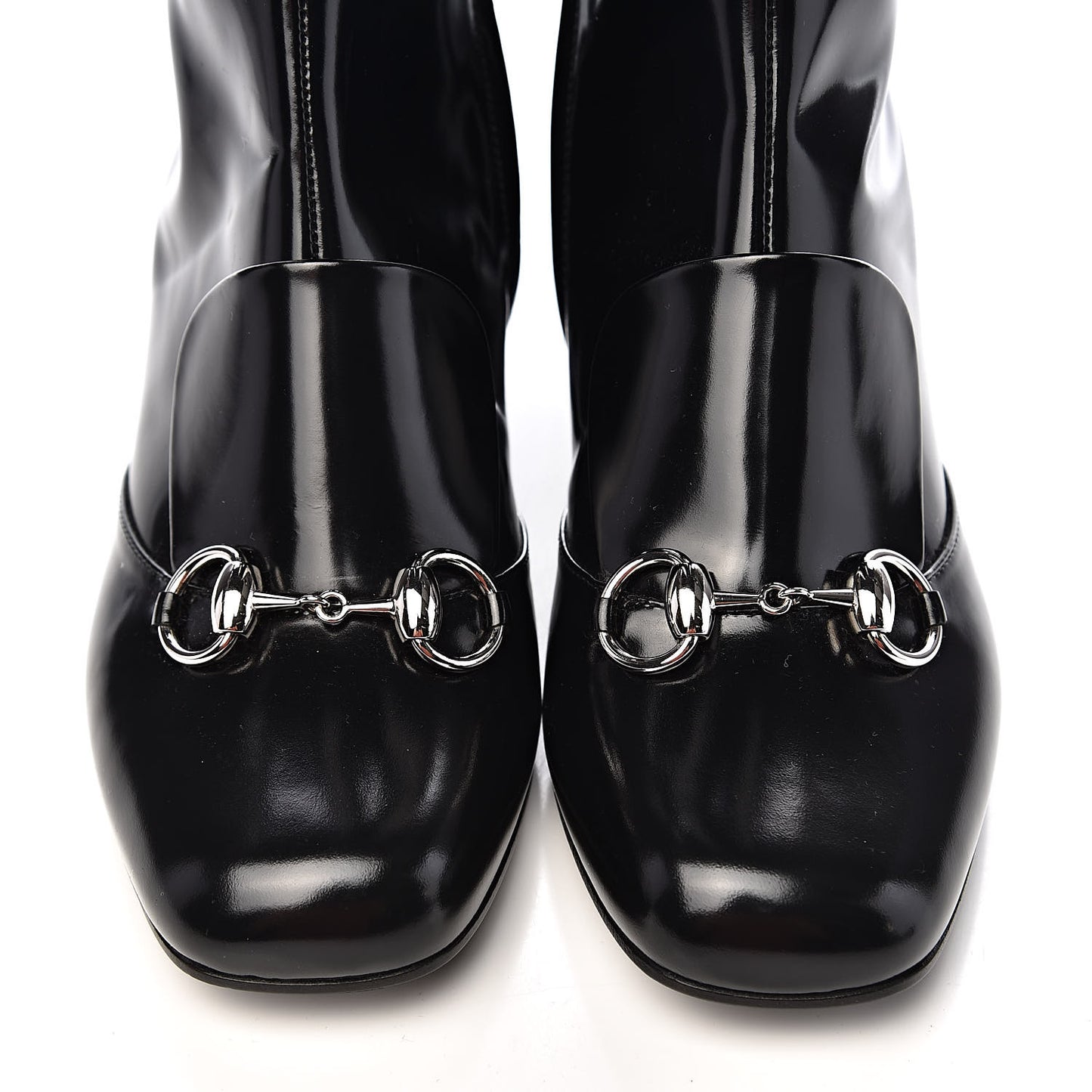 Patent Lilian Horsebit Knee High Boots 37.5 Black