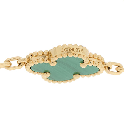 Van Cleef & Arpels 18K Yellow Gold Malachite 10 Motifs Vintage Alhambra Necklace 4 of 7