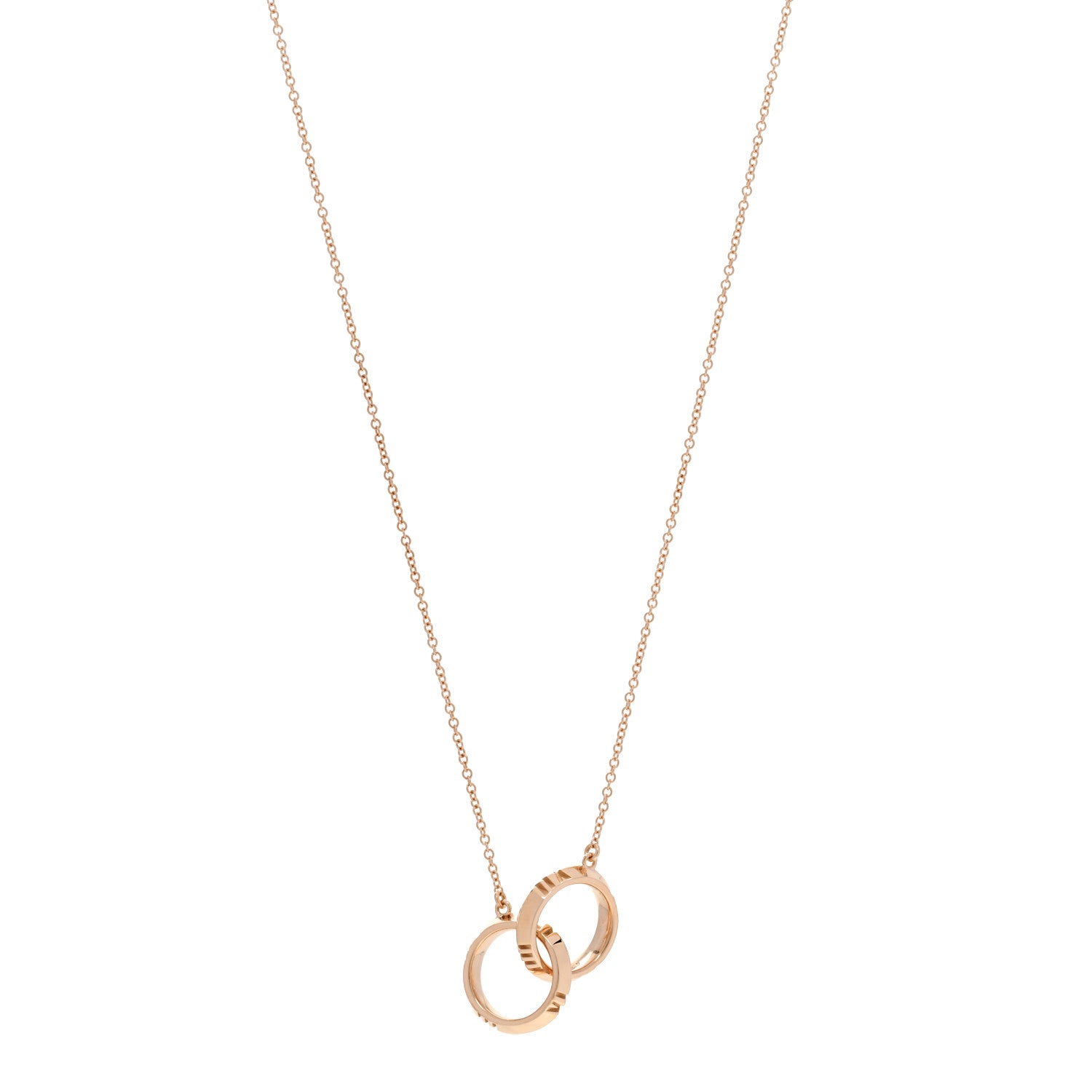 Tiffany 18K Rose Gold Interlocking Atlas Open Pendant Necklace 1 of 6
