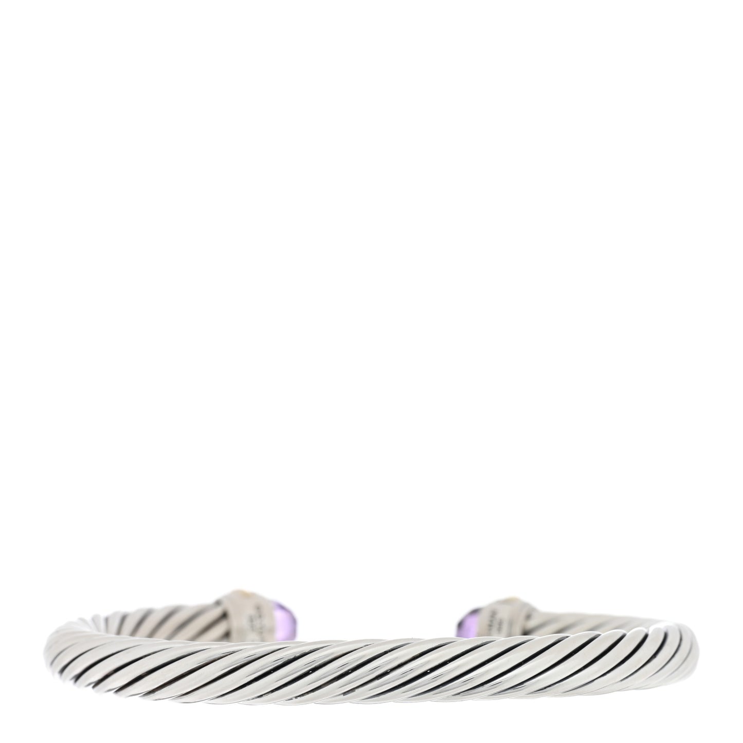 Sterling Silver 14K Yellow Gold Amethyst 7mm Cable Classics Bracelet