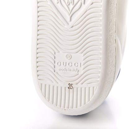 Gucci Calfskin Miro Soft Tennis Embroidered Womens Ace Sneakers 35 White Rio Blue 7 of 8
