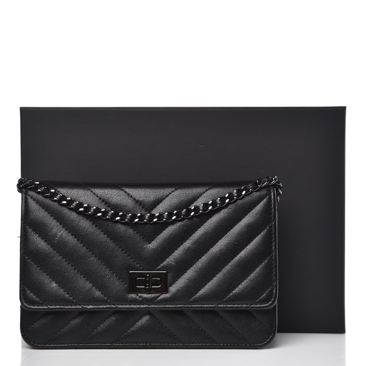 Sheepskin Chevron Reissue Wallet On Chain WOC So Black