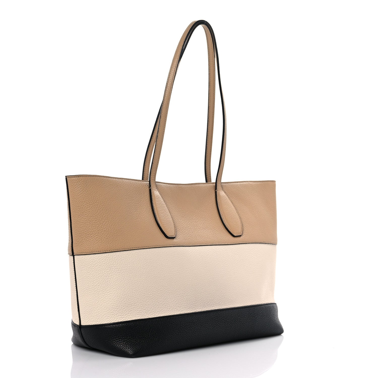 Salvatore Ferragamo Calfskin Tri-Color Studio Tote Dune Bone Black 4 of 20