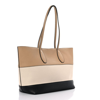 Salvatore Ferragamo Calfskin Tri-Color Studio Tote Dune Bone Black 4 of 20