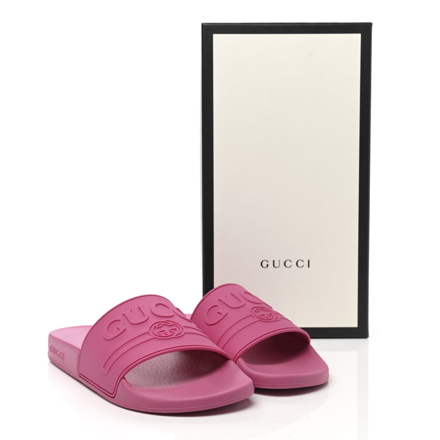 Rubber Womens Logo Slide Sandals 38 Fuchsia