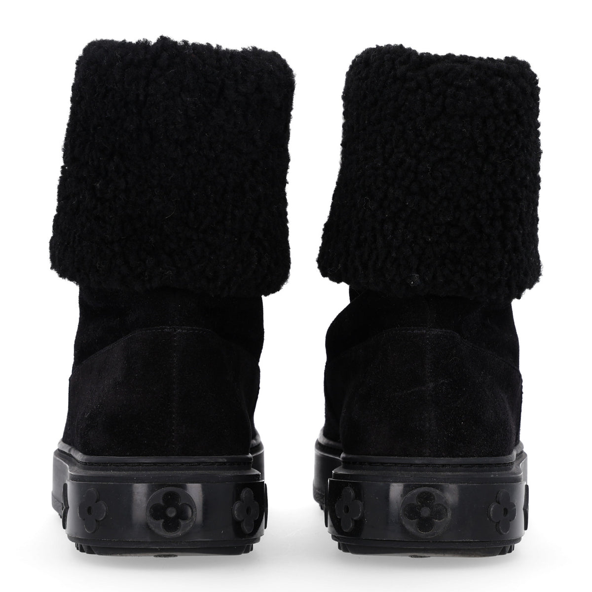Louis Vuitton Suede Calfskin Shearling Snowdrop Flat Ankle Boot 36 Black 6 of 10