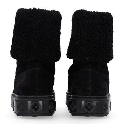 Louis Vuitton Suede Calfskin Shearling Snowdrop Flat Ankle Boot 36 Black 6 of 10