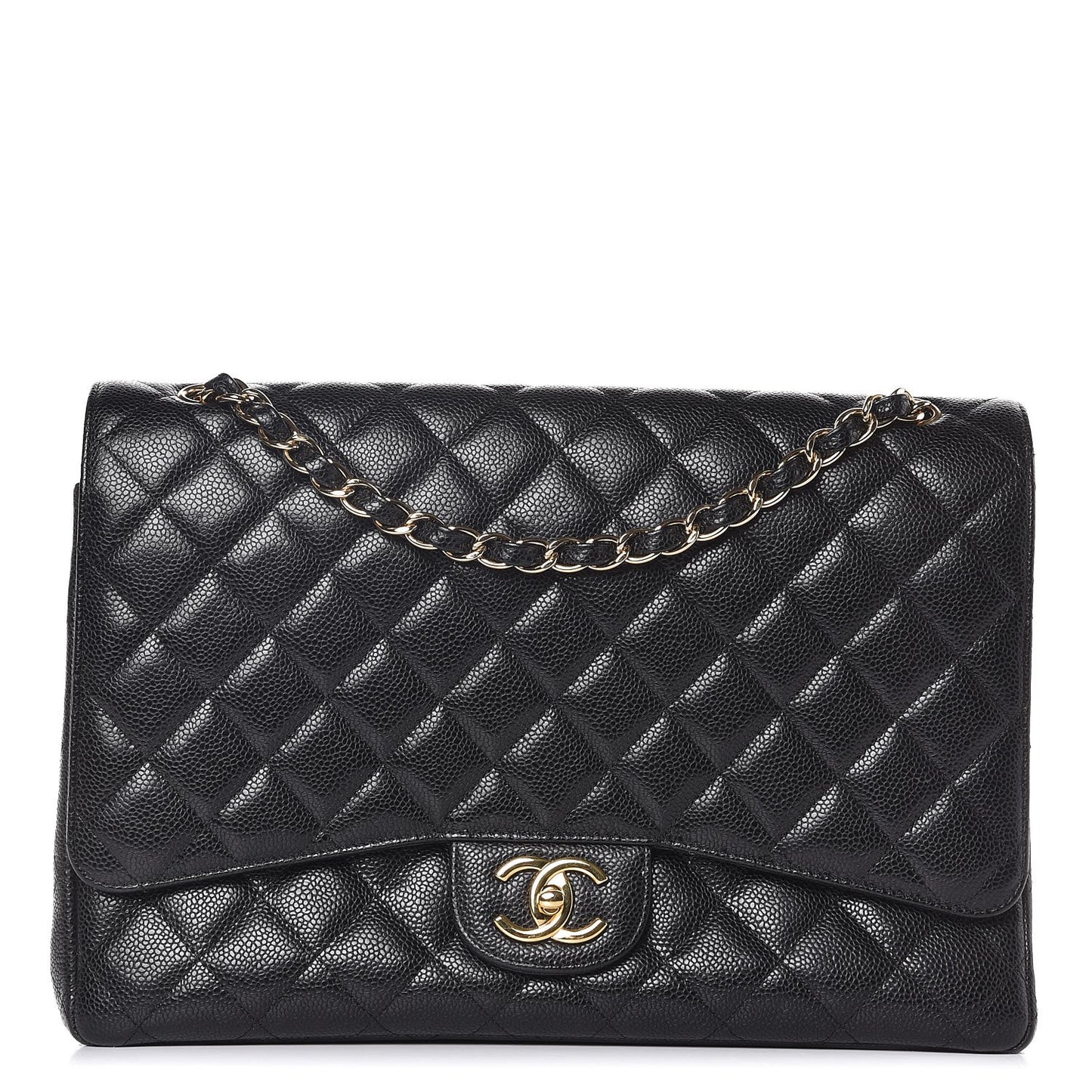 Caviar Quilted Maxi Double Flap Black