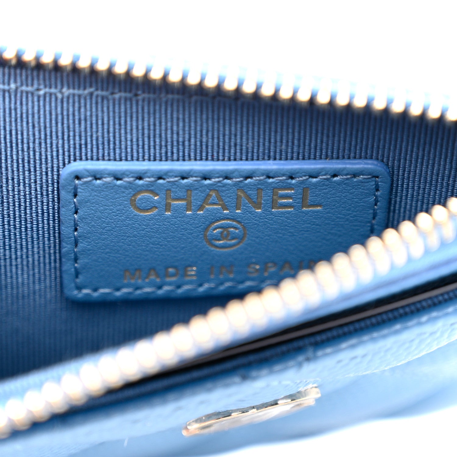 Chanel Caviar Quilted CC Zip Card Holder Blue 6 of 8