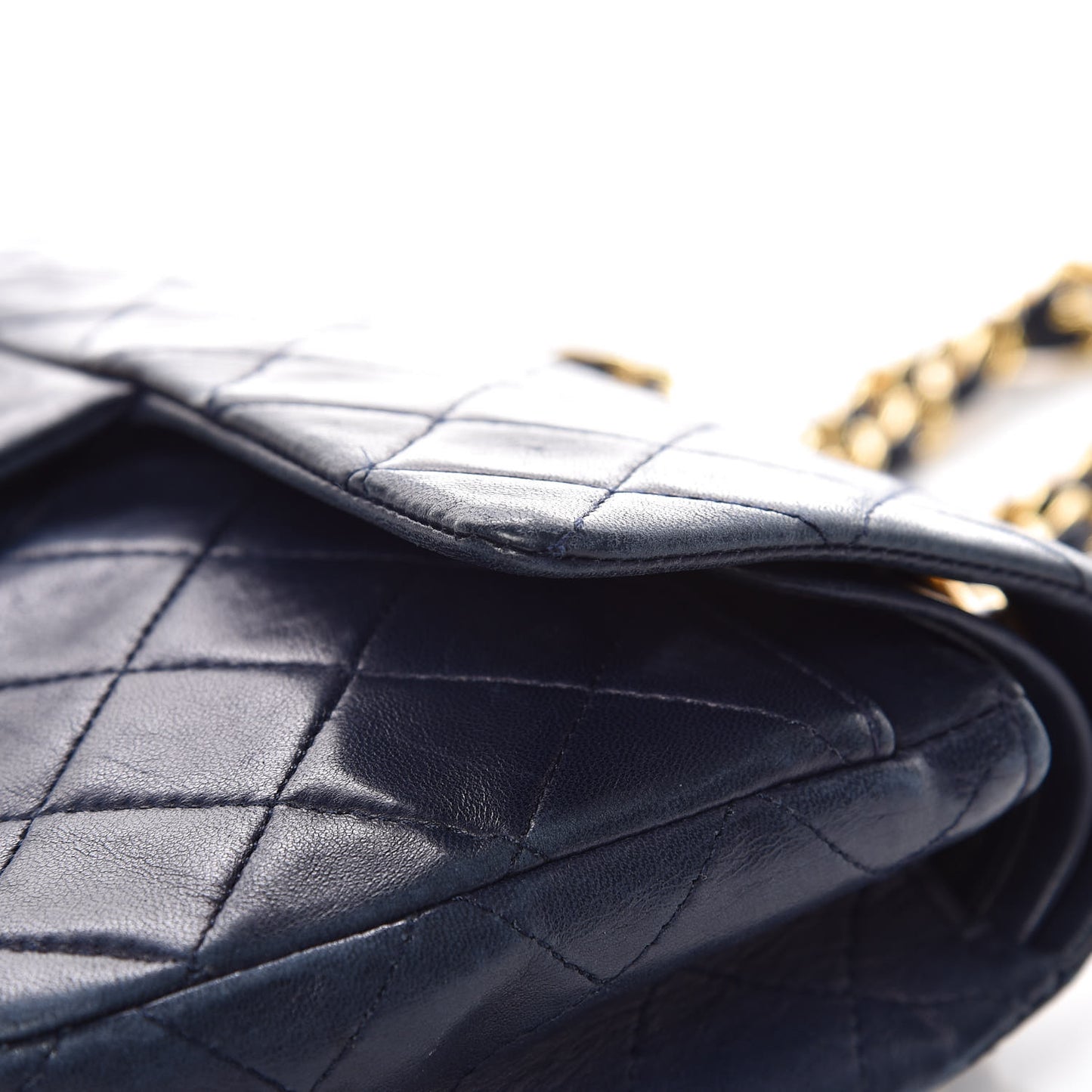 Lambskin Quilted Small Double Flap Navy