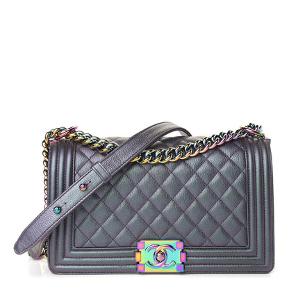 Chanel Iridescent Goatskin Quilted Medium Boy Flap Purple 1 of 9