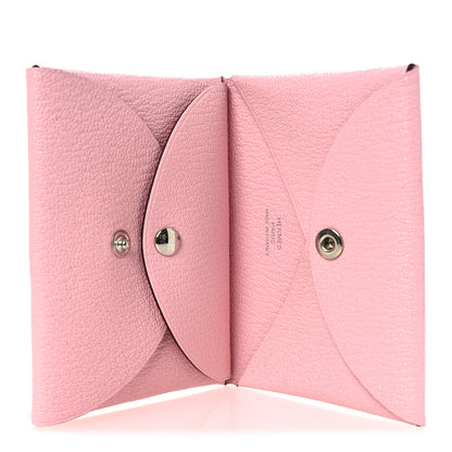 Hermes Chevre Mysore Calvi Duo Card Case Rose Sakura 5 of 7