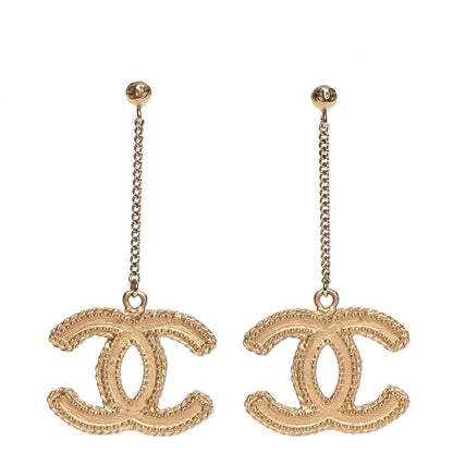 Chanel CC Drop Earrings Matte Gold 1 of 5