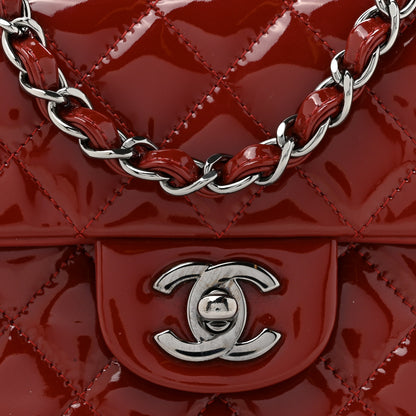 Chanel Patent Calfskin Quilted Mini Rectangular Flap Dark Red 8 of 12