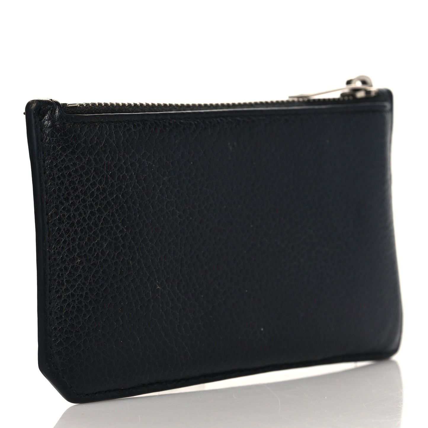 Grained Calfskin 5 Fragments Zip Pouch Card Holder Black