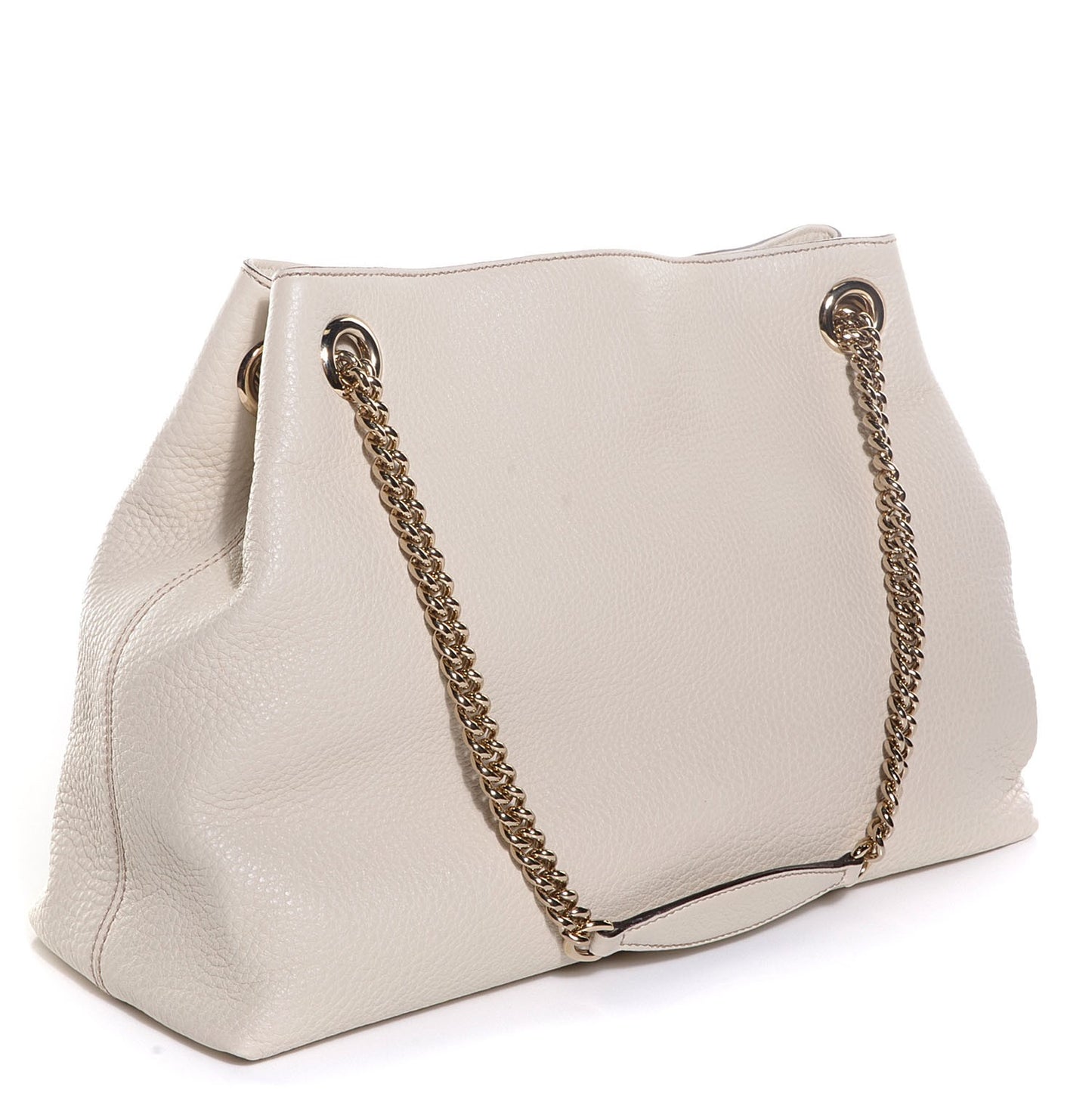 Pebbled Calfskin Medium Soho Chain Shoulder Bag Off White