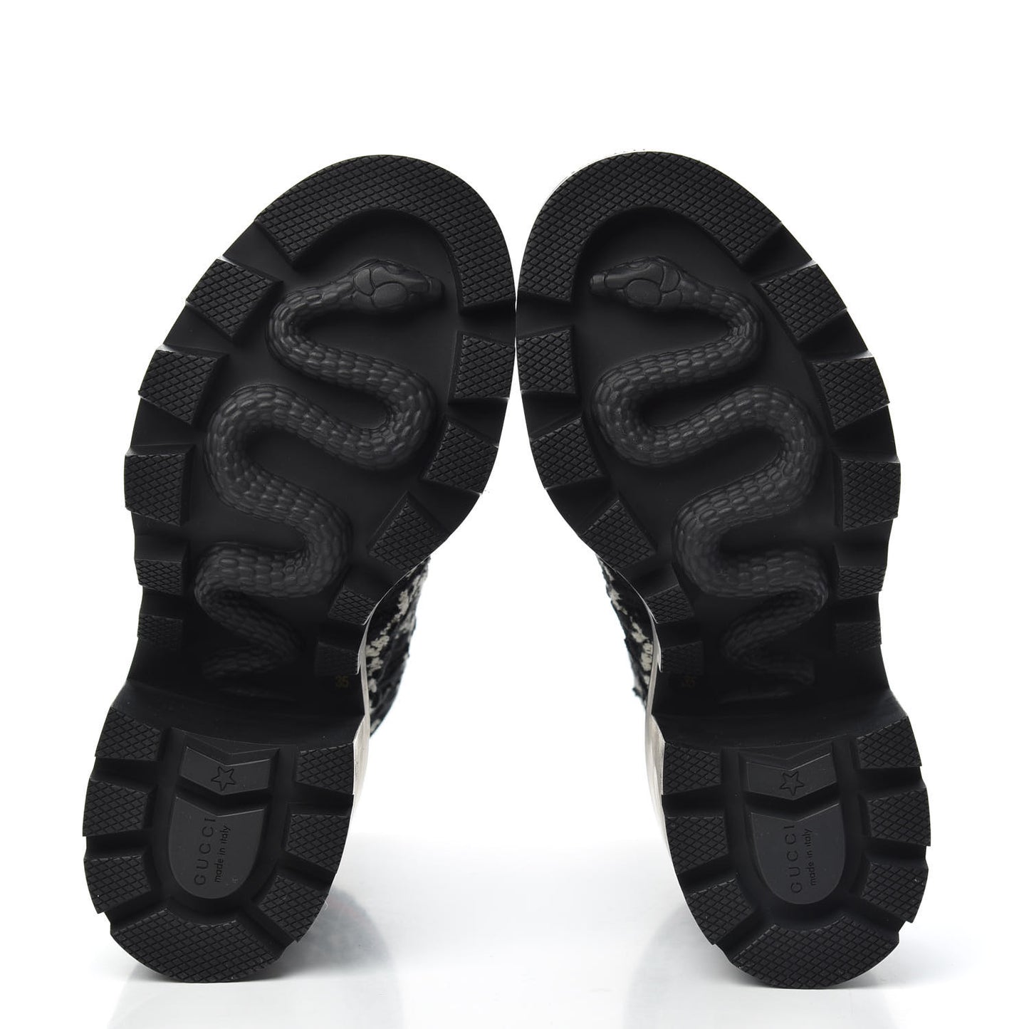 Tweed GG Monogram Lace Up Combat Ankle Boots 35 Black