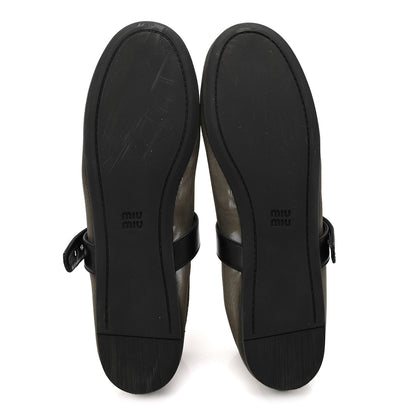 Miu Miu Mesh Buckle Ballerina Flats 39 Oliva 6 of 9